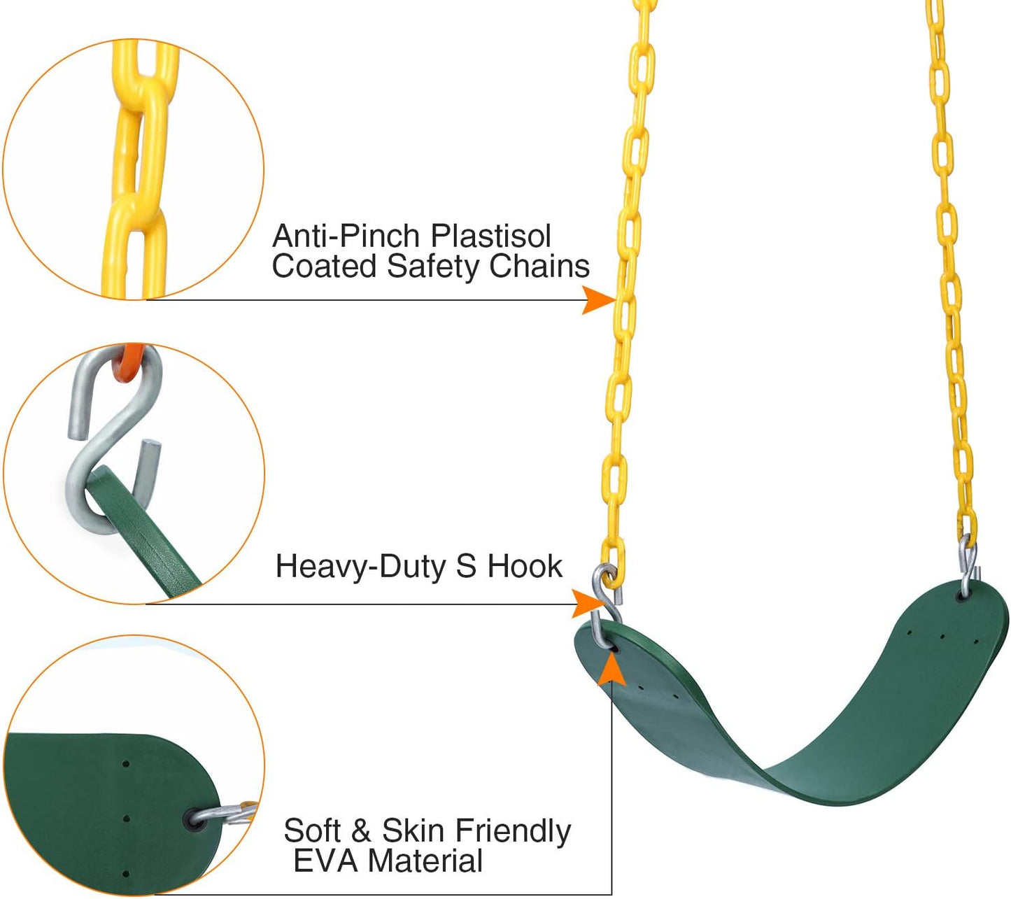 RedSwing High Back Full Bucket Swing with Heavy Duty Swing Seat Combo Pack (Triangle and Chain Dip), Tree Straps Included
