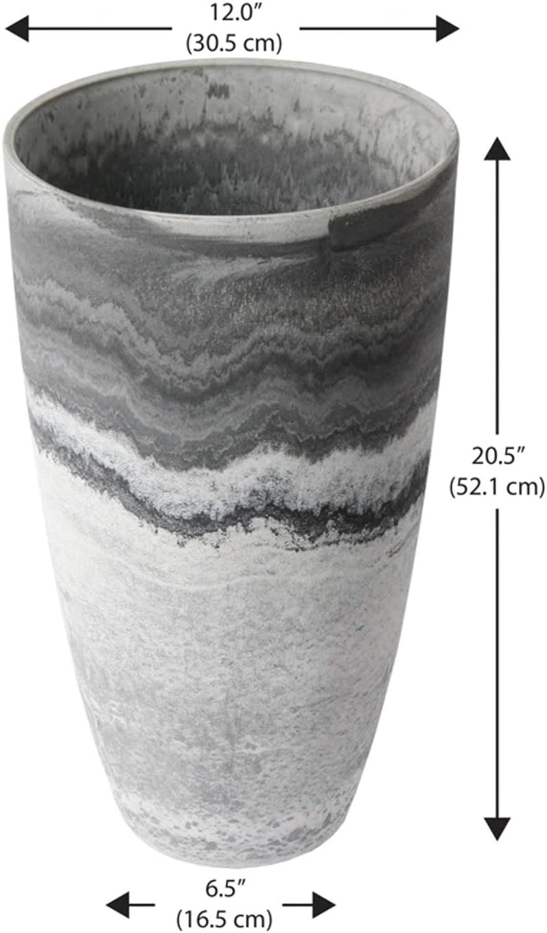 Algreen Products Acerra Composite Vase Planter with Drainage Hole, Decorative Texture, Removable Plug for Lawn and Garden, Marble