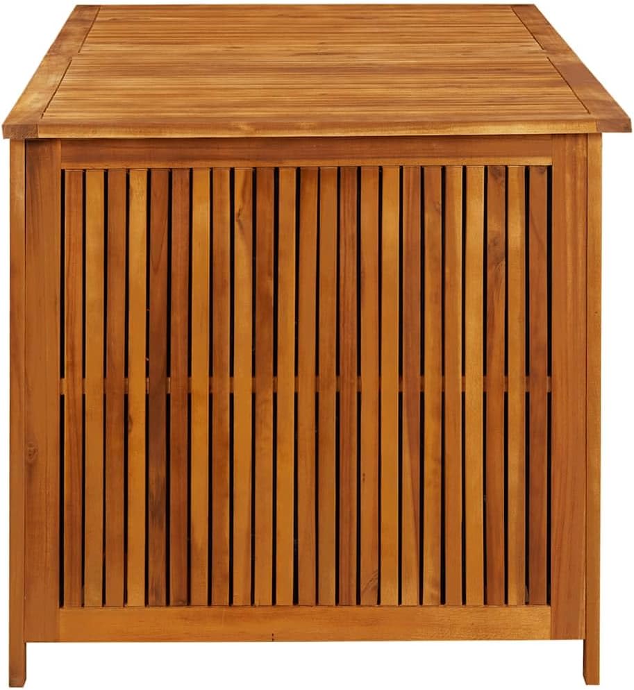 vidaXL Wooden Outdoor Storage Box with Gas-Lift Lid – Patio Deck Chest with Zippered Waterproof Bag for Garden Bench, Pool, Porch, Trunk, Cabinet, Teak Look – Brown, 59.1"x31.5"x29.5"