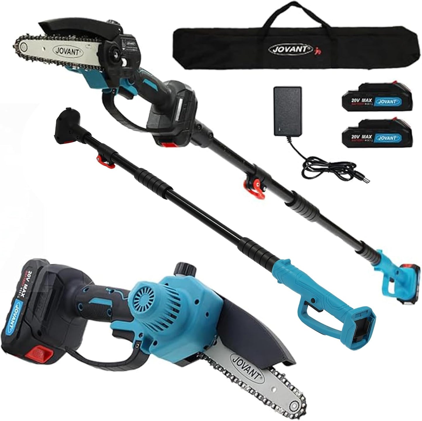 Electric Pole Saws for Tree Trimming,2-In-1 Mode Wireless Pole Saw for Cutting Branches and Wood,with Portable Bag and 2-20V 2A Battery