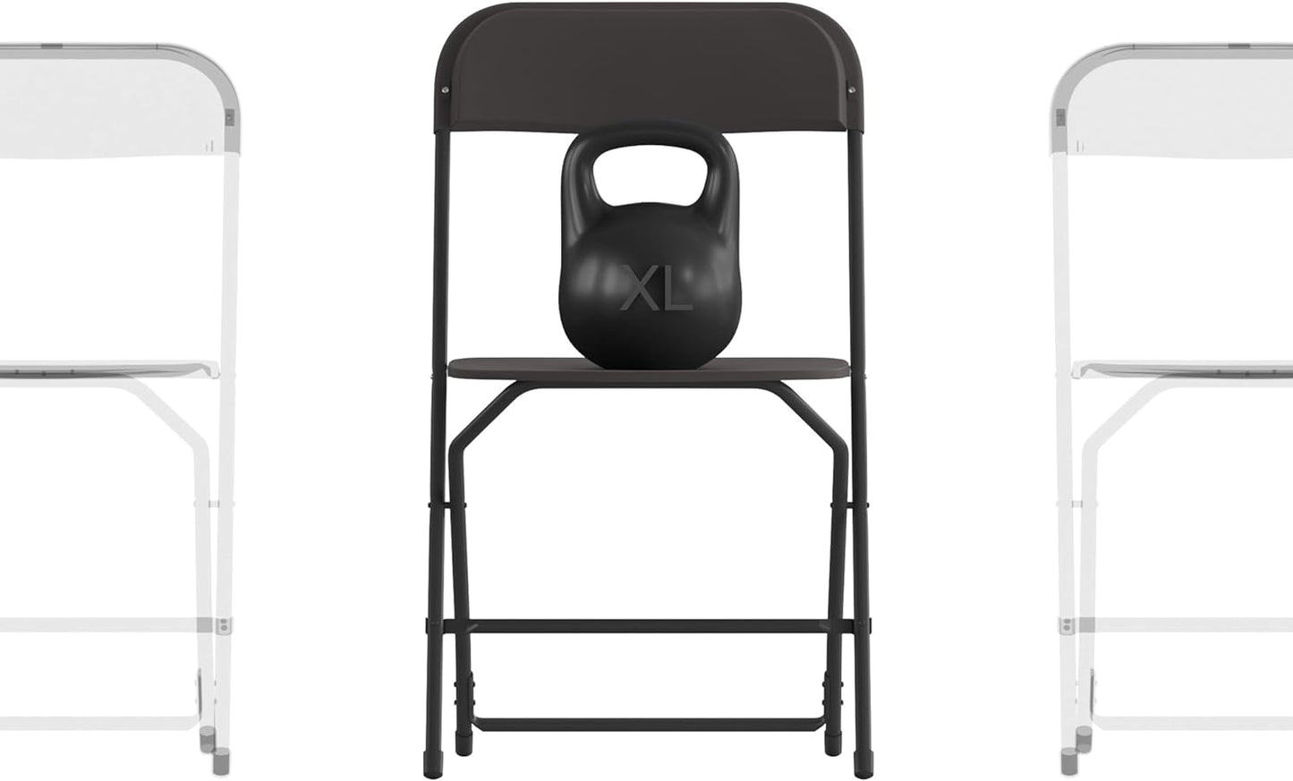 Flash Furniture Hercules Series Big & Tall Stackable Plastic Folding Chairs, Extra Wide Commercial Event Seats, Set of 4, Black