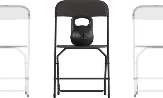 Flash Furniture Hercules Series Big & Tall Stackable Plastic Folding Chairs, Extra Wide Commercial Event Seats, Set of 4, Black