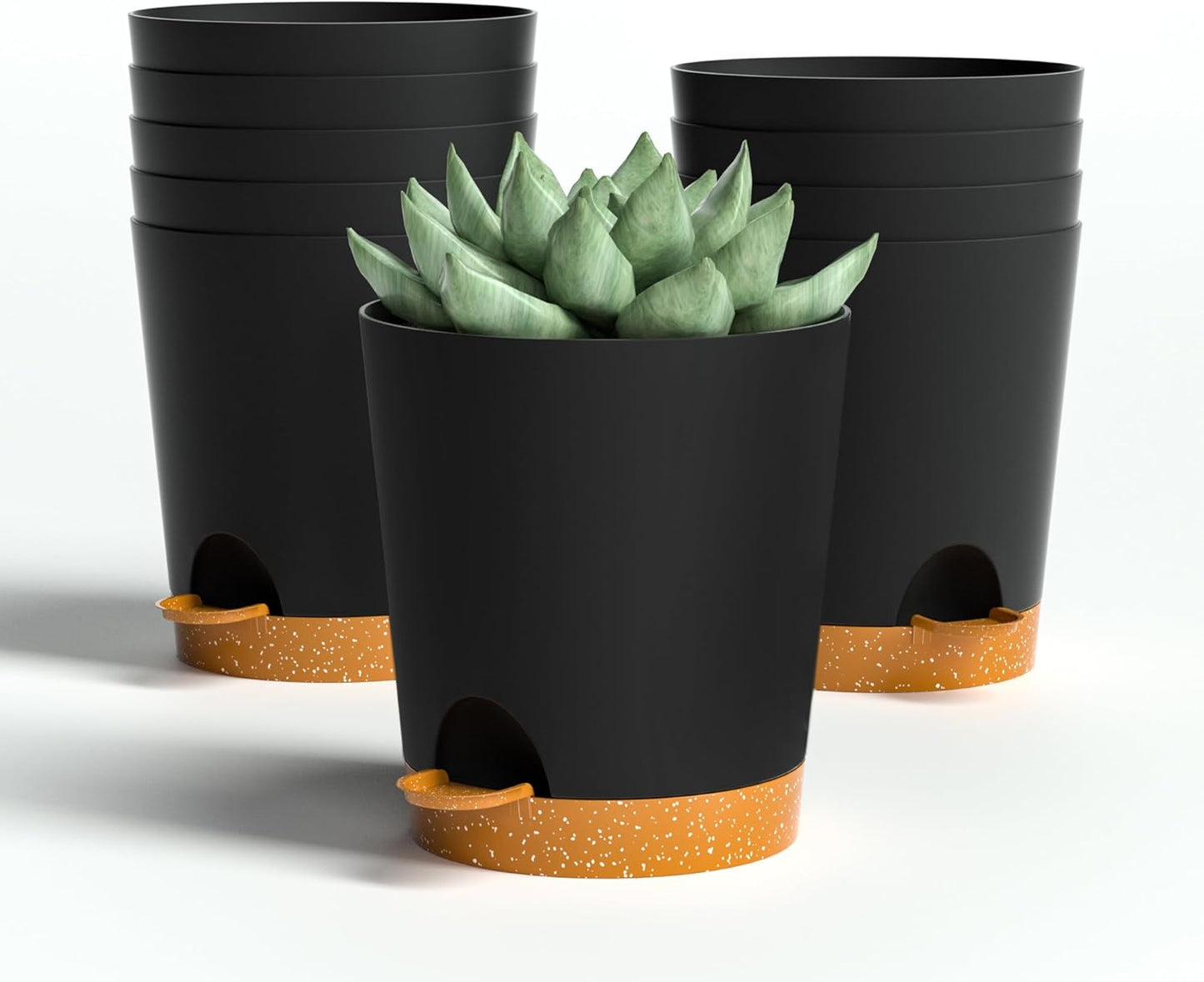4 inch Small Plant Pots for Outdoor Indoor Plants, 10 Pack Planters with Drainage Holes and Tray, Small Self Watering Pots for Succulent, Cactus, Aloe and Other Plants (Black)