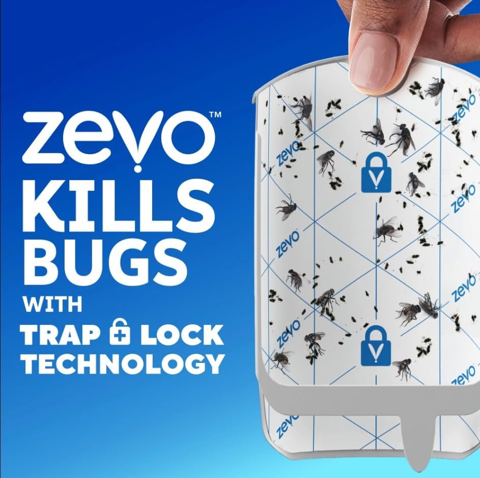 Zevo MAX Bug Catcher & Fly Trap for Indoors - Flying Insect Trap for Gnats, House & Fruit Flies - Use in Any Room (2 Devices & 6 Cartridges)