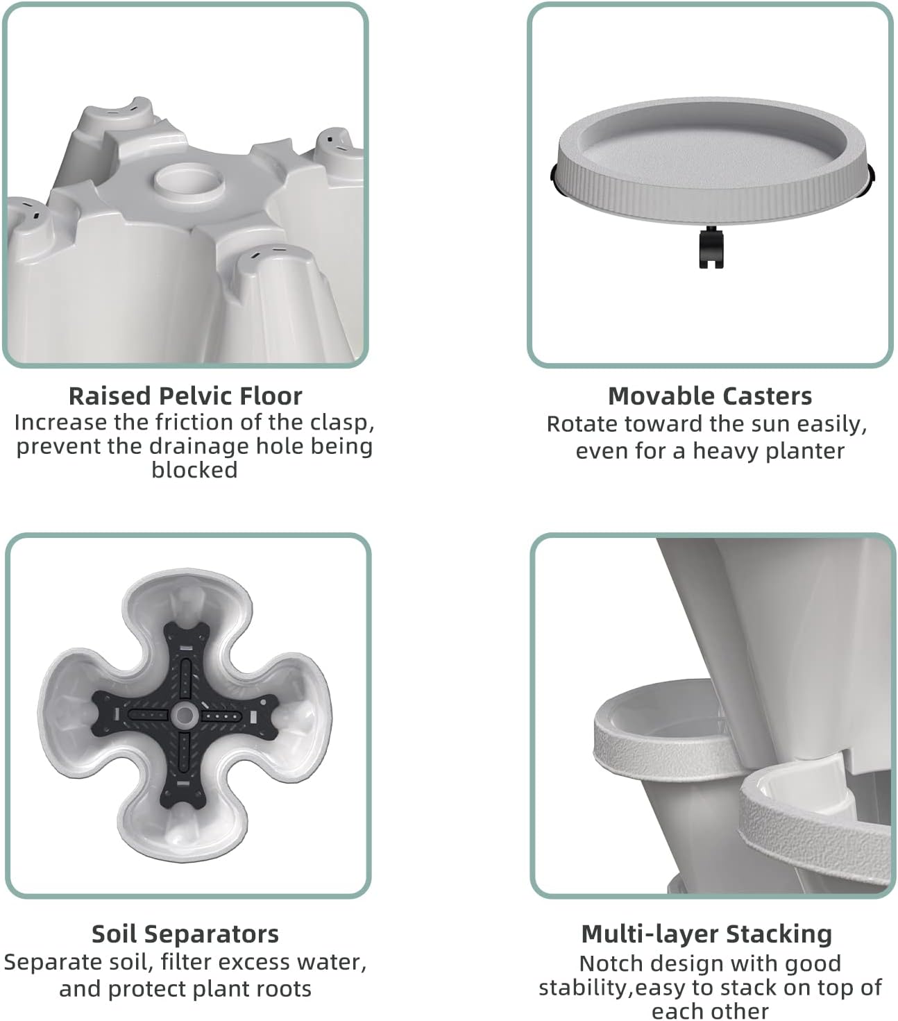 Strawberry Vertical Planters 2 Pack, 5 Tiered Stacking Tower Garden with Support Pole, Stackable Herb Vegetable Planters Indoor Outdoor Black