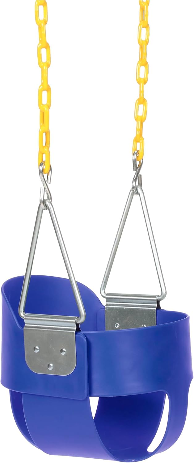 Eastern Jungle Gym Heavy-Duty High Back Full Bucket Toddler Swing Seat | Coated Chains Fully Assembled | Blue Swing Set Accessory
