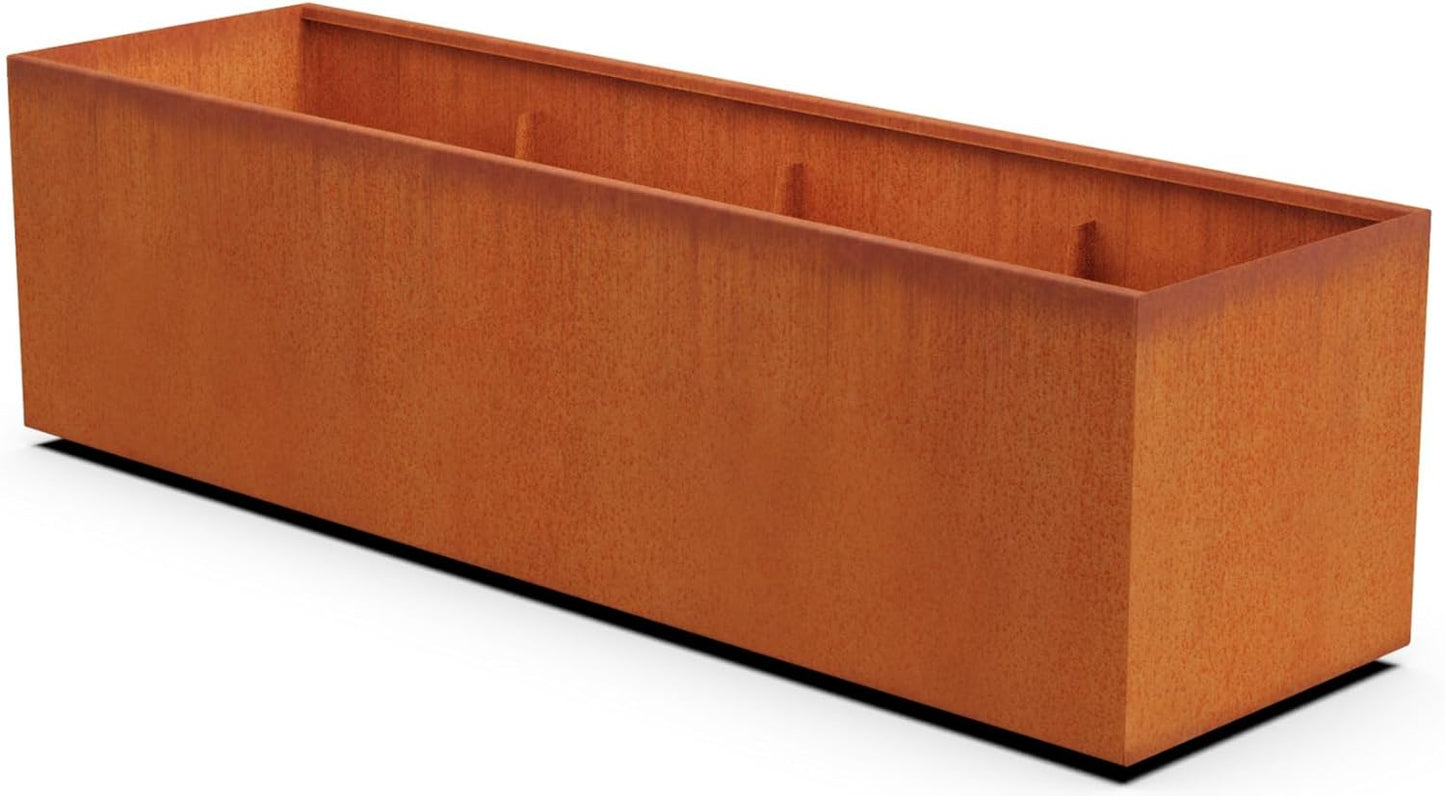 Corten Steel Planter Rectangle Outdoor Metal Garden Box Heavy Duty | Made in USA | Fully Assembled