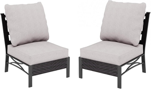 MFSTUDIO Patio Furniture Set, 2 Seat Outdoor Sectional Sofa Conversation Set, Woven Rattan Patio Couch for Backyard, Garden, Deck