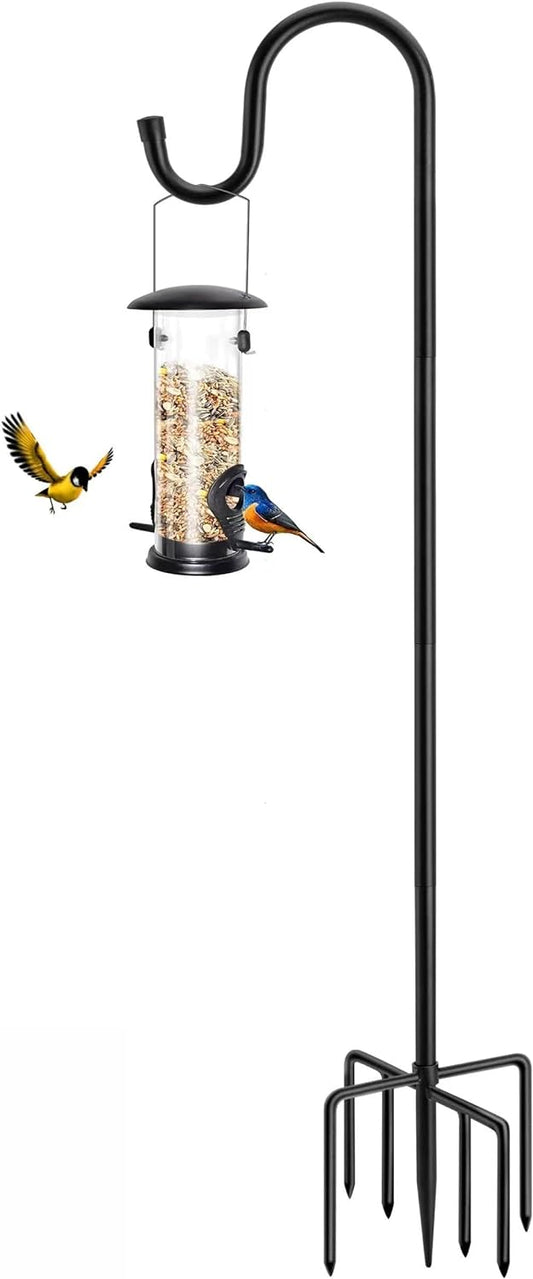 72" Shepherds Hooks for Outdoor, Heavy Duty Garden Bird Feeder Pole for Hanging Bird Feeder, Plant Baskets, Solar Light Lanterns, Outdoor Plant Hanger Hook with 7 Base Prongs,1 Pack