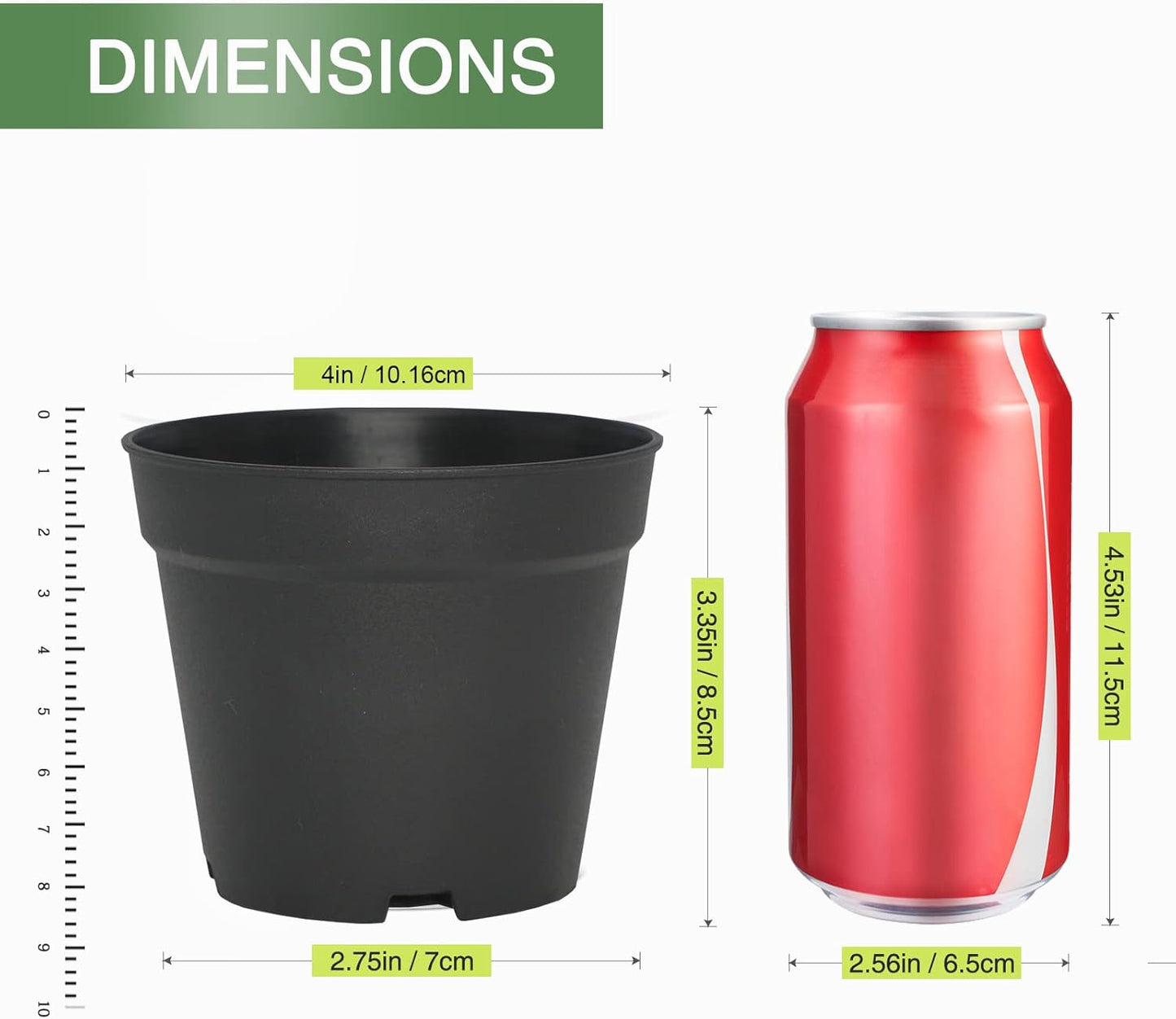 24 Pcs 4 Inch Plant Pots with Drainage Holes and Saucers for Indoor Plants, Plastic Small Flower Nursery Pots Seed Starting Pots for Plants Succulent, Black