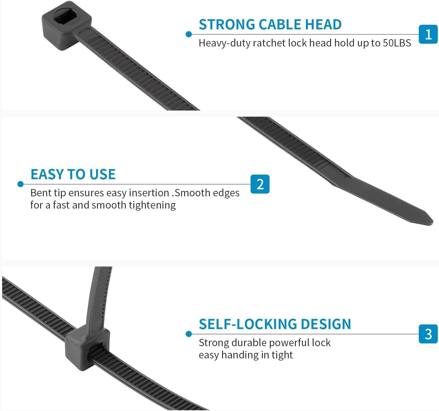 XINGO 5000 PCS White Zip Ties 12 Inch, 60 LBS Tensile Strength, Self-Locking Nylon Plastic Nylon PA66 Wire Ties for Indoor and Outdoor Use