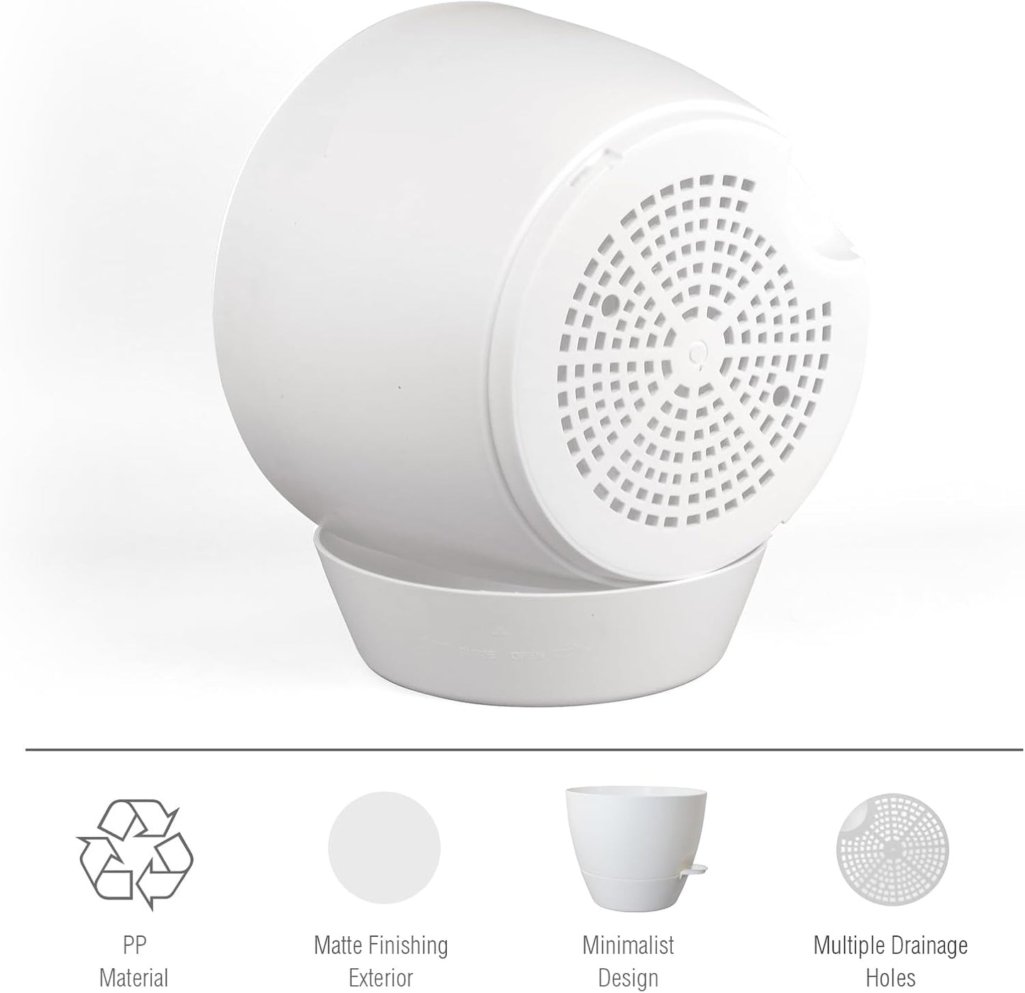 12 inch Large Self Watering Pots for Indoor Outdoor Plants, Plant Pots with Mesh Drainage Holes for Garden House Plants, Plastic Planters with Reservoir for Flower Plants, White