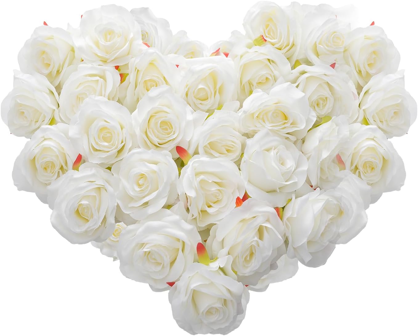 Fake Roses Not Bend The Peduncle Artificial Flowers Fake Flowers with Stems for DIY Wedding Bouquets Bridal Shower Centerpieces Arrangements Tables Decorations (24pcs,Pearl White)