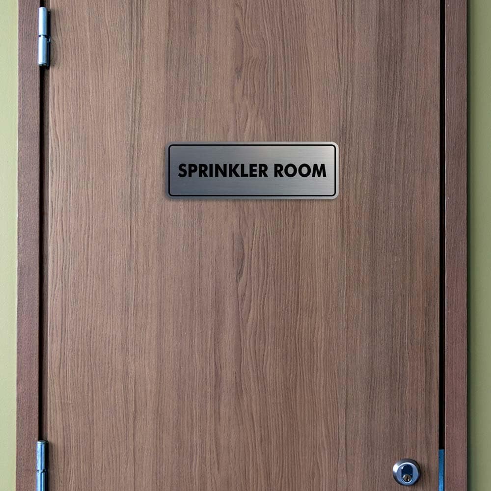 Signs ByLITA Standard Sprinkler Room Sign (Ivory/Dark Brown) - Medium 2 Pack