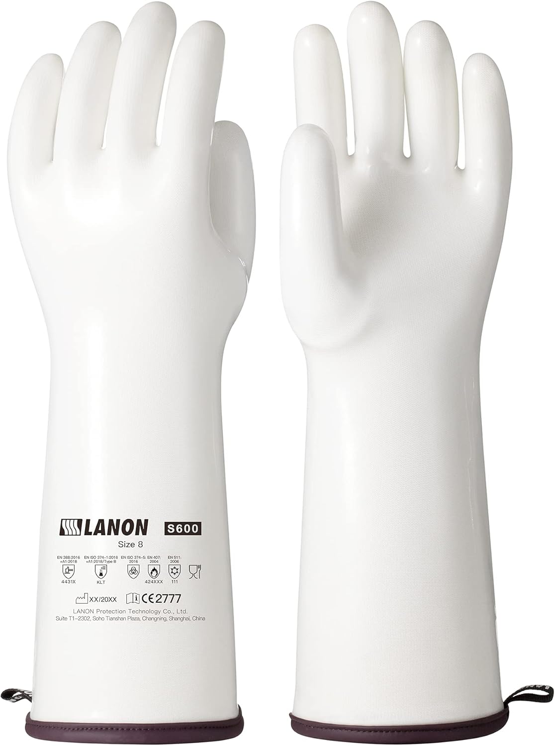 LANON 15" Liquid Silicone Heat Resistant Oven Gloves, Food Grade, CoralAir Liner, Waterproof, Extra Long, Medium