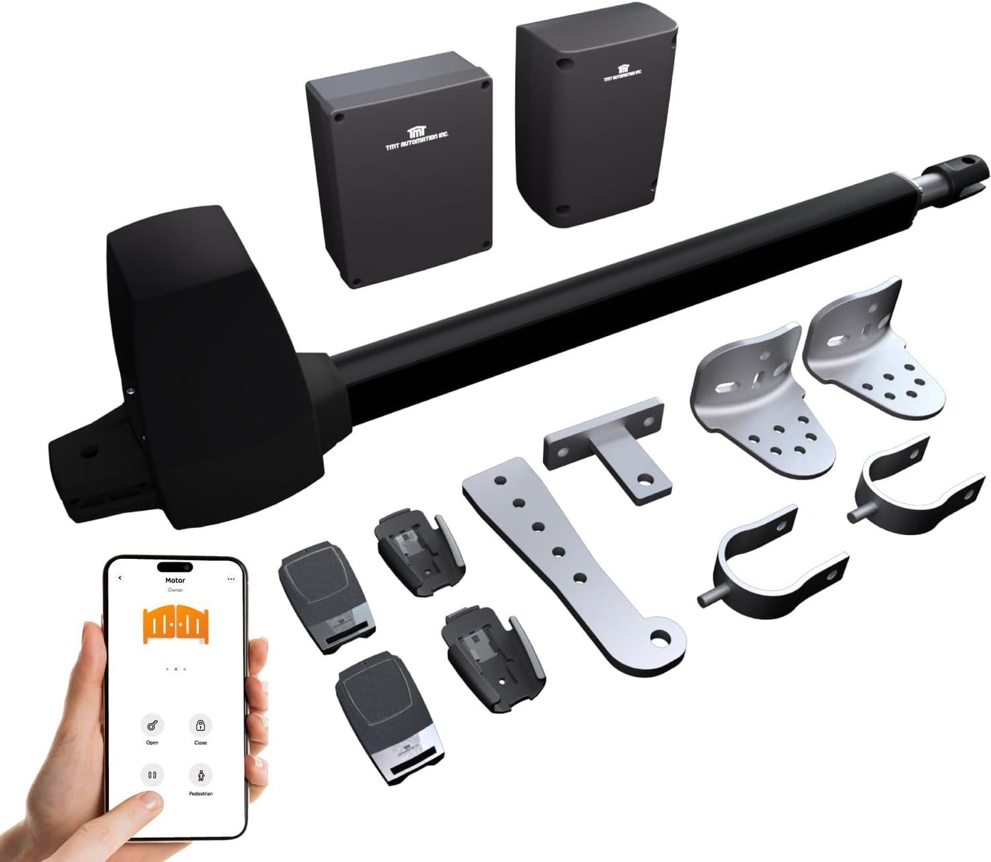 TMT Beagle Single Automatic Gate Opener Up to 16ft and 800lb Heavy Duty Swing Gate, Gate Opener with Remote Control Kit, Electric Gate Openers for Driveway with Powerful Motor (APP Compatible)