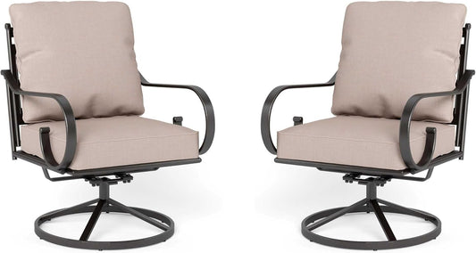 Sophia & William Extra Large & High Back Patio Furniture Set Metal Modern Outdoor Conversation Sets with Swivel Chairs