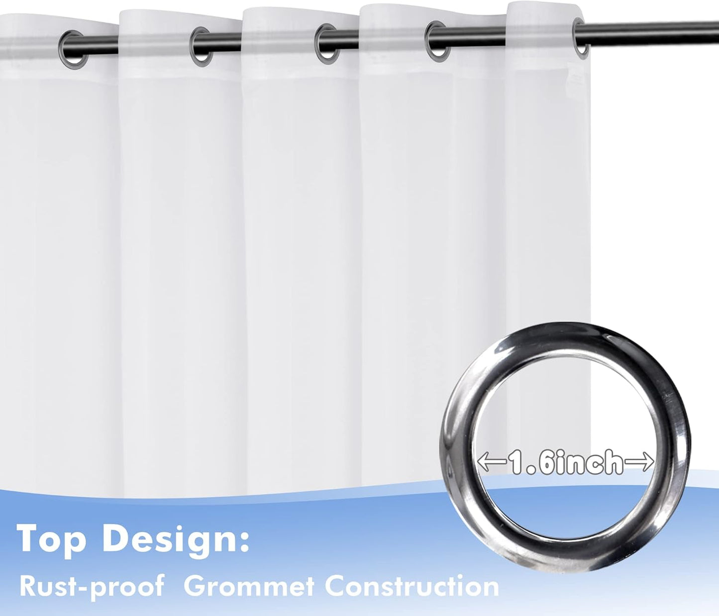 HolidayIdeas White Outdoor Sheer Curtains for Patio Waterproof, 4 Panels - 100 x 84 Inch - Extra Wide Voile Outside Curtains Light Filtering Grommet Drapes for Front Porch, Gazebo, Pergola, Backyard