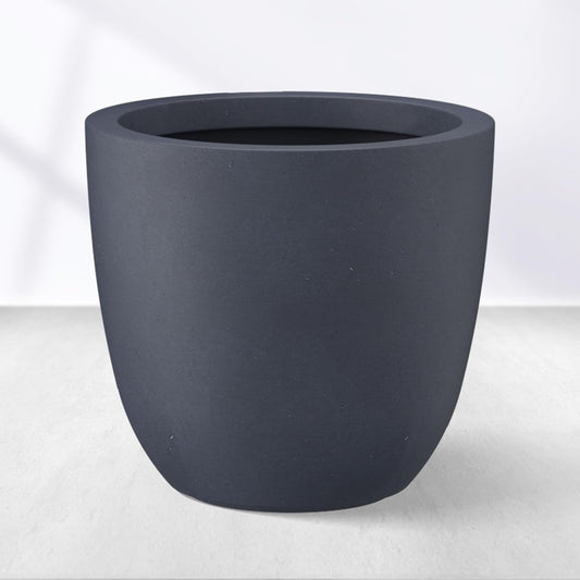 Kante 14 Inch Dia Round Concrete Planter, Indoor Outdoor Large Plant Pot with Drainage Hole and Rubber Plug for Home Patio Garden, Dark Gray