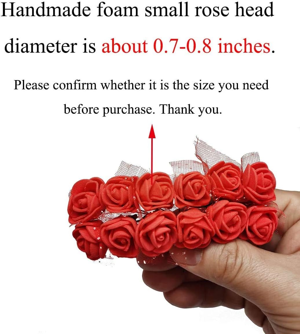 Foam Rose Fake Flowers for Crafts 144 pcs 2 cm Mini Wreaths Artificial Flower Bouquet Multicolor Rose Flower Wedding Scrapbooking Decoration Rose Fake Flower(Orange)
