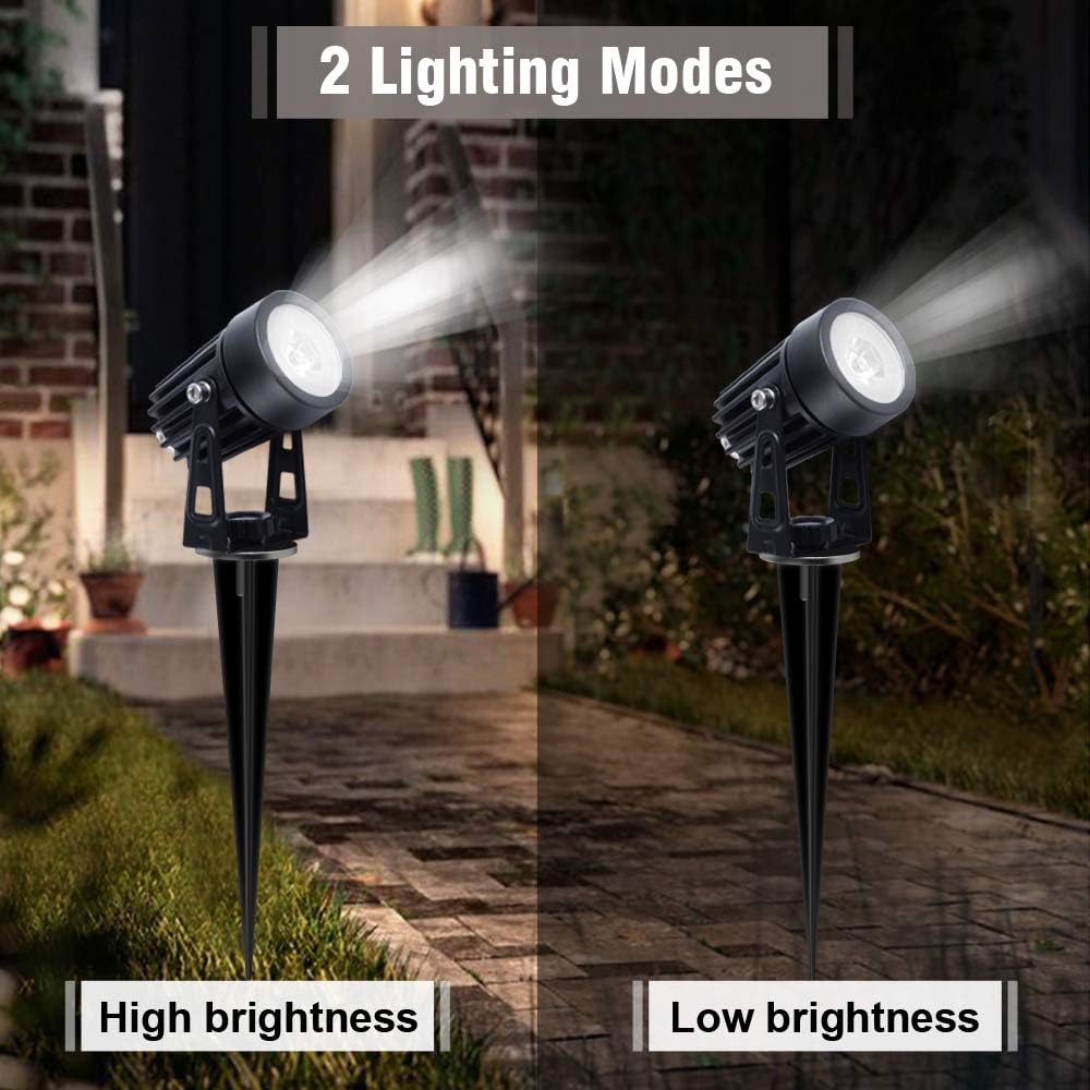 APONUO Metal Solar Spot Lights Outdoor with 9.8ft Cable Solar Powered Landscape Lighting Low Voltage IP65 Waterproof Auto On/Off for Outside Garden Yard Landscape Pathway Garage-Cool White(1-in-1)