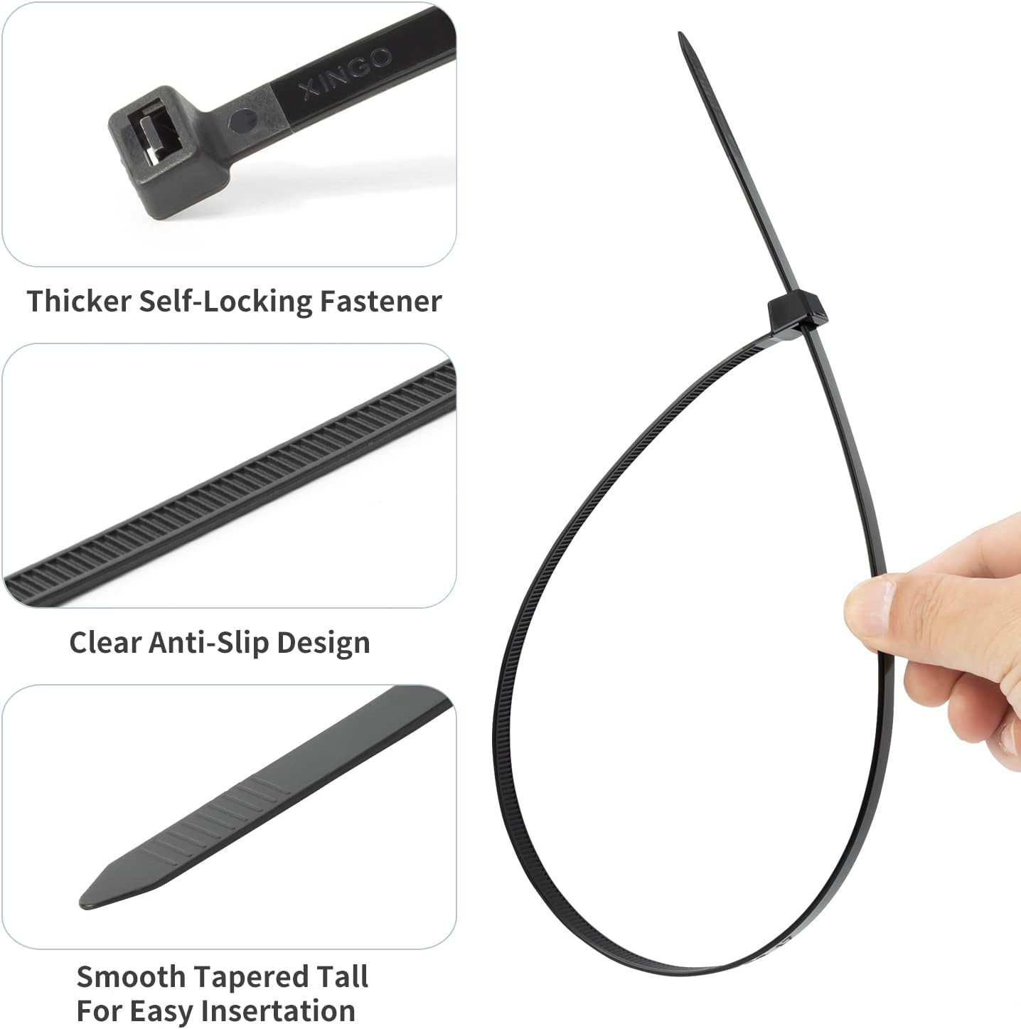 XINGO 26 inch White Zip Ties Heavy Duty 40 PCS, 250 LBS Ultra Strong Plastic Wire Ties, Large Cable Ties Extra Long Tie Wraps, Indoor and Outdoor UV Resistant