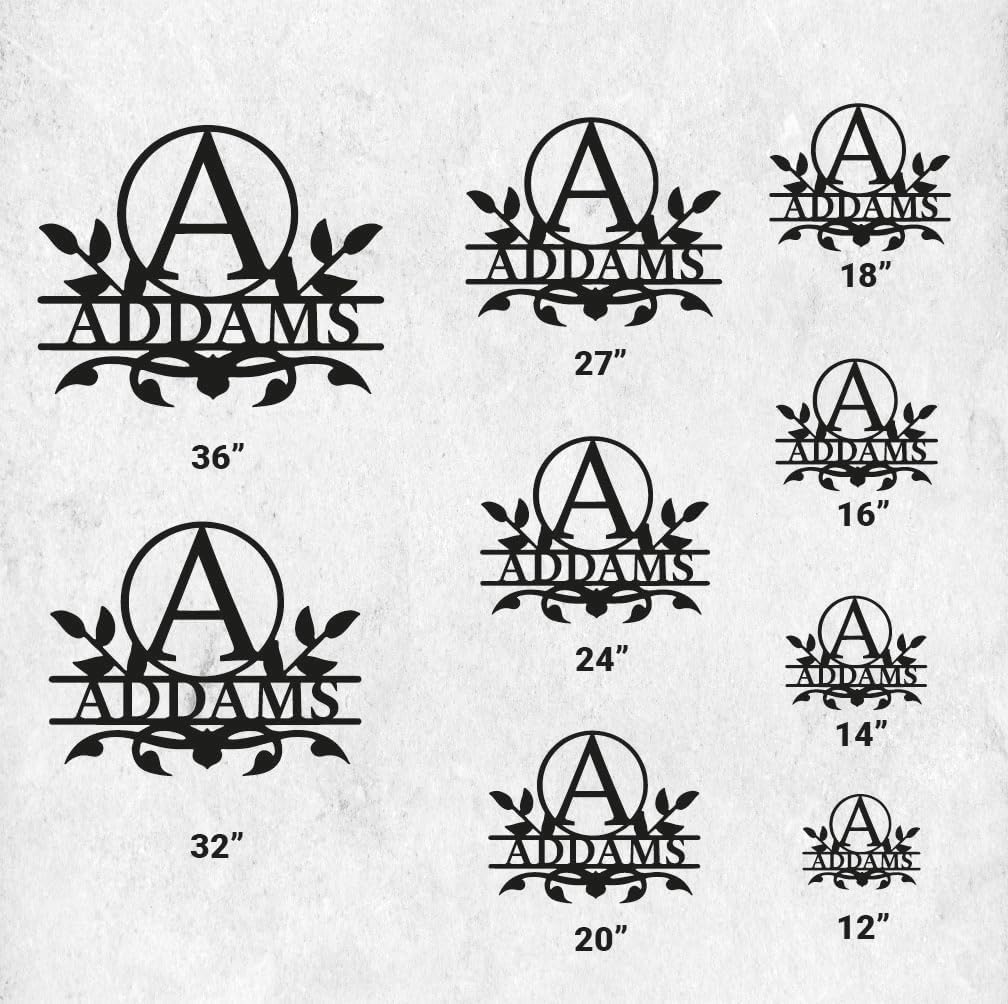 Personalized Metal Name Sign, Custom Monogram Wall Decor, Family Name Sign, Various Sizes & Colors, Steel, 12 inches