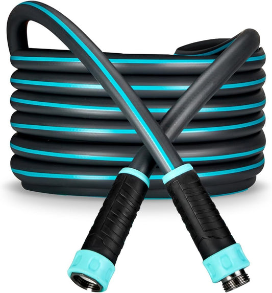 Hybrid Garden Water Hose 50 ft x 5/8”, Durable Heavy Duty Material, Kink-Free with Swivel Grips and Anodized Couplings, 700005 by New England Garden Tools