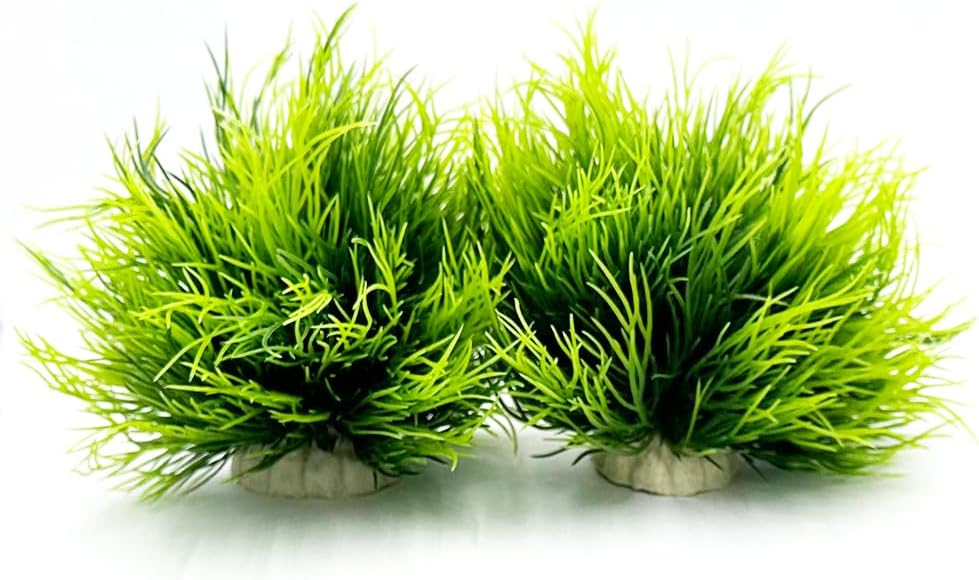Smoothedo-Pets Aquarium Plants Fish Tank Decorations 2pcs Small Size/3.5inch Ornament Plastic Artificial Plant Goldfish Waterscape Fish Hides Mini Grass Set (2pcs/Green)