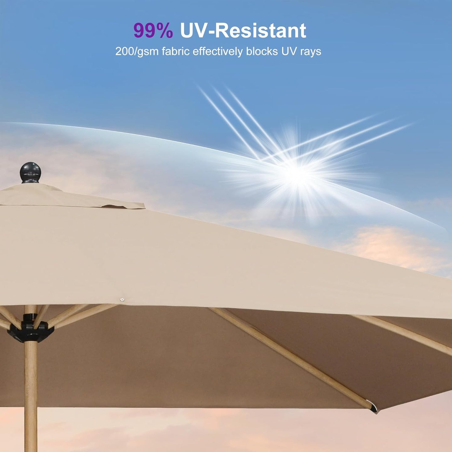 PURPLE LEAF 9' x 11.5' Patio Umbrella Outdoor Table Umbrella Rectangular Aluminum Market Umbrella with 8 Sturdy Ribs & Crank Outdoor Umbrellas for Garden Deck Patio, Taupe