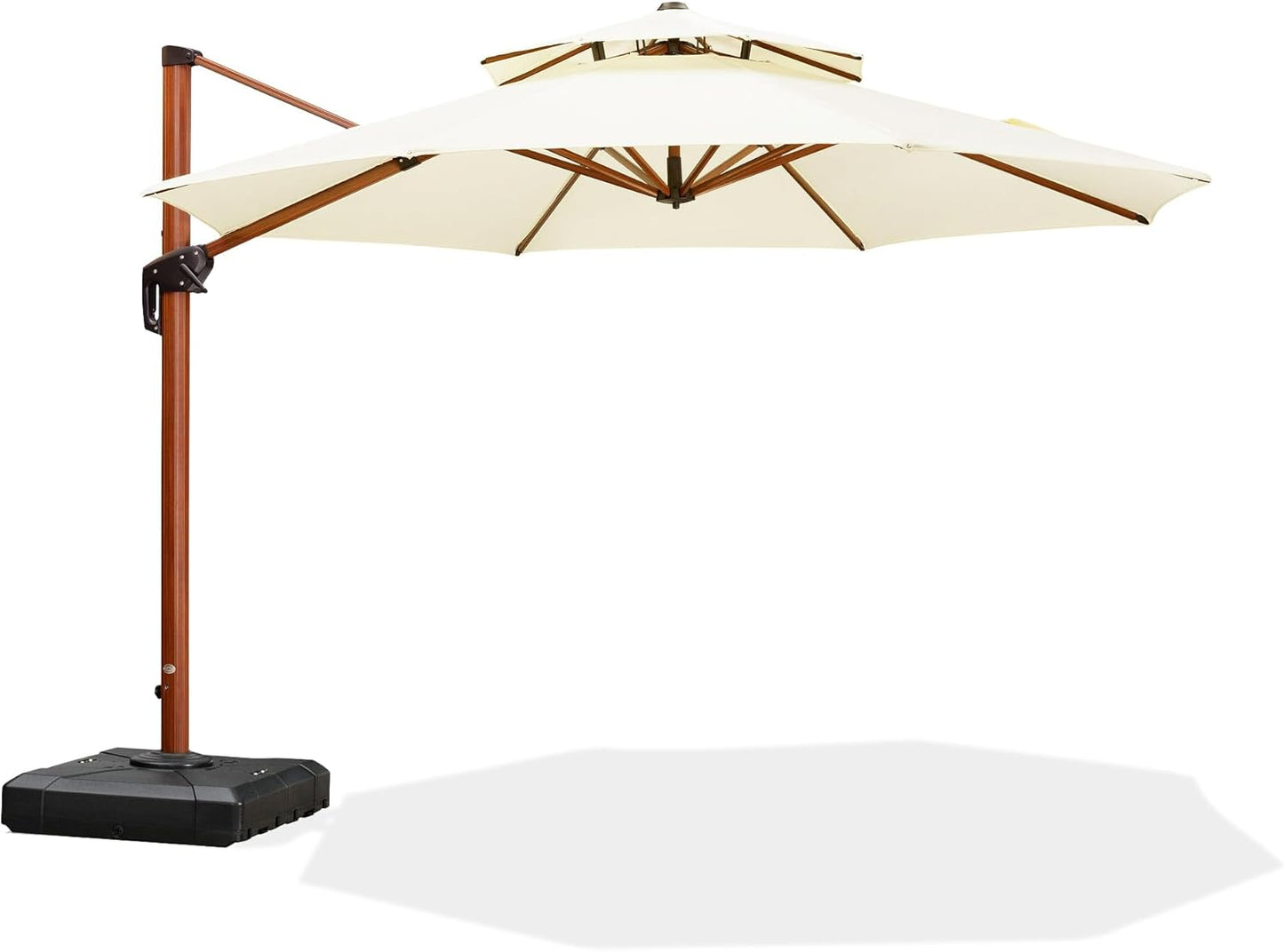 PURPLE LEAF 11ft Patio Umbrella Outdoor Round Umbrellas Large Cantilever Umbrella Windproof Offset Umbrellas Heavy Duty Sun Umbrella for Garden Deck Pool Patio, Cream