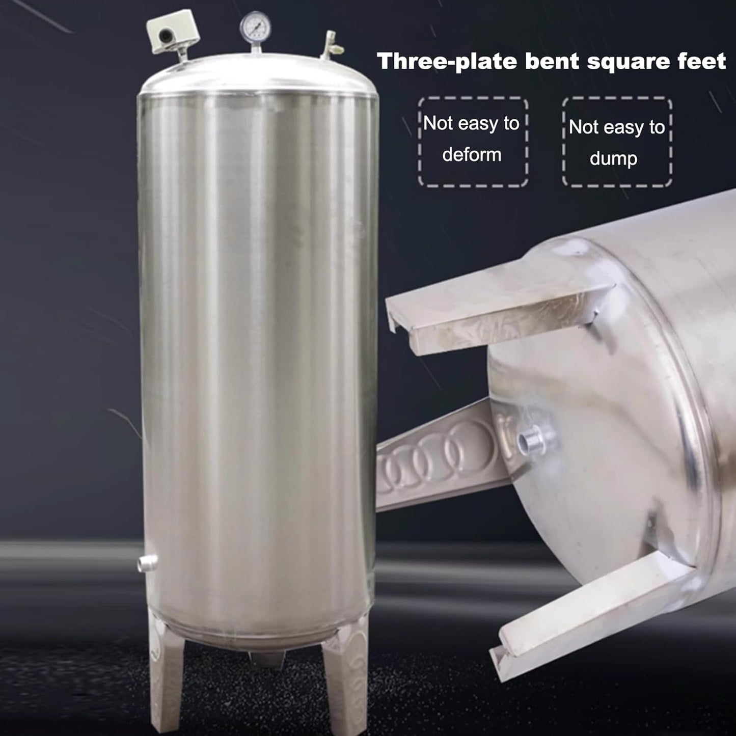 Water Supply System, Fully Automatic Well Water Storage Tank, Stainless Steel Pressure Tank with mounting Fittings for Well/Industrial Cleaning/Garden Watering(500L/132gal)