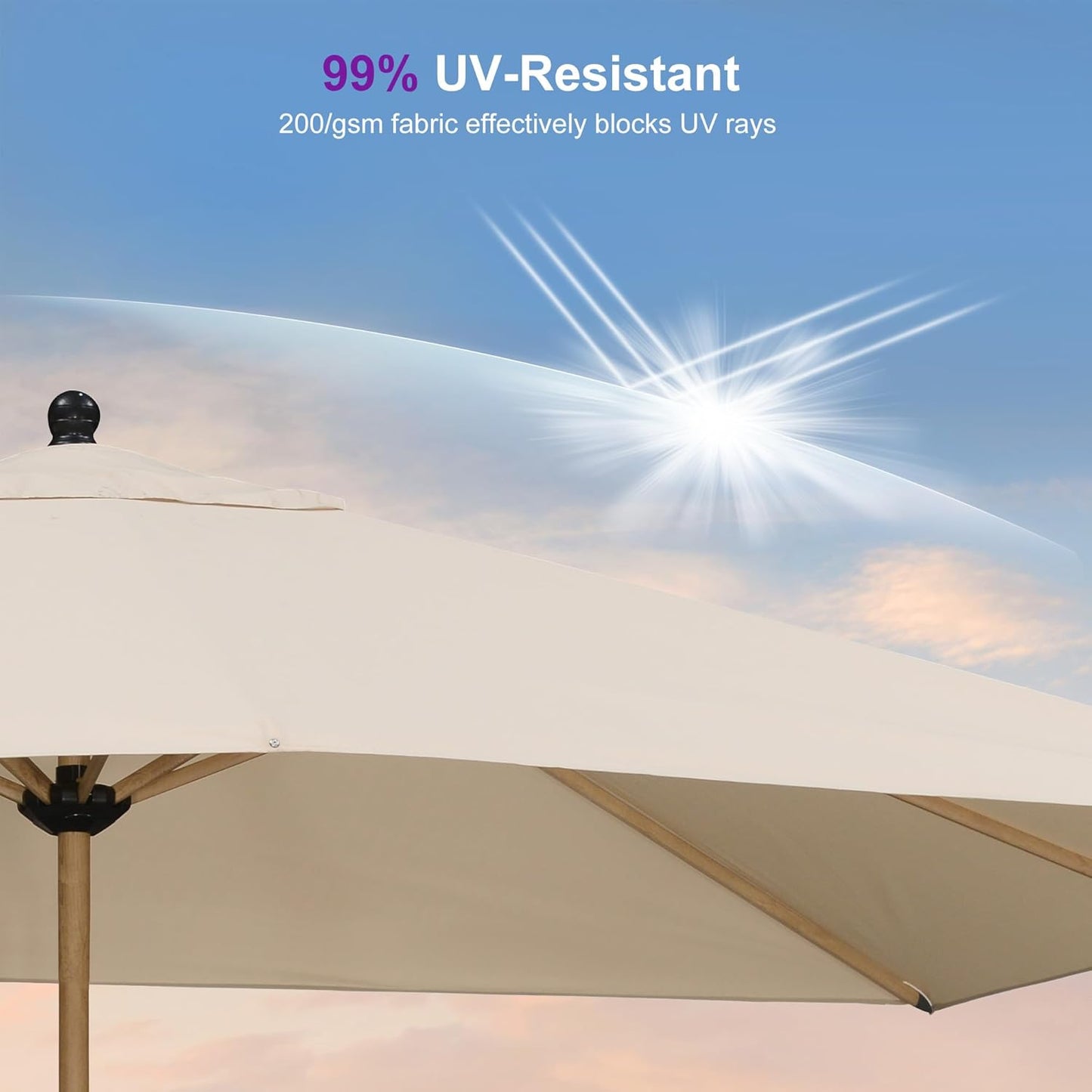 PURPLE LEAF 10' x 10' Square Patio Umbrella with Base Outdoor Umbrella Market Umbrella with Crank & 8 Ribs Aluminum Outdoor Table Umbrella for Pool Deck Backyard, Beige