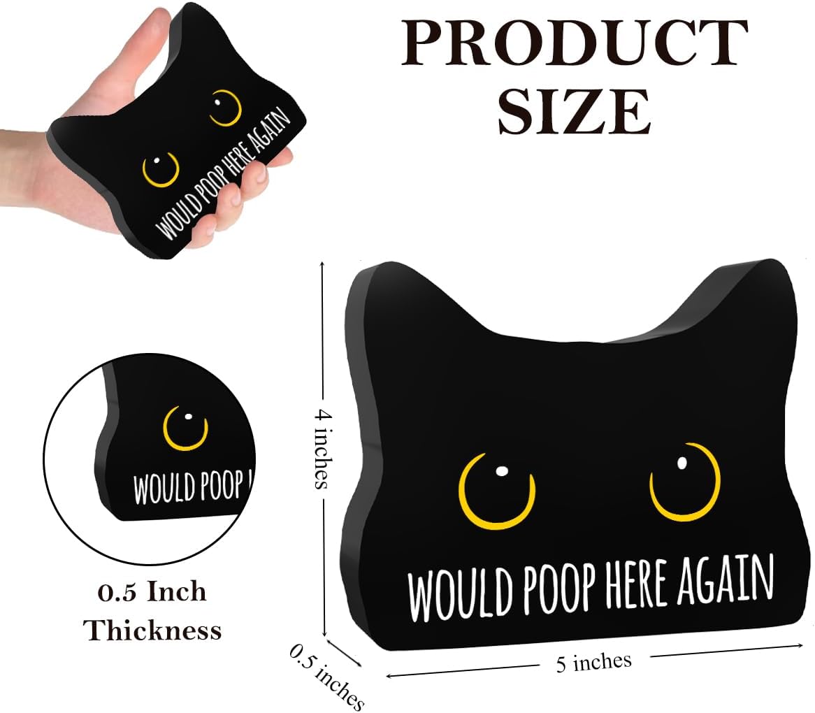 Would Poop Here Again Funny Bathroom Acrylic Decor Sign Black Cat Decor Cat Decor for Home Bathroom Cat Lover Gifts For Women Men