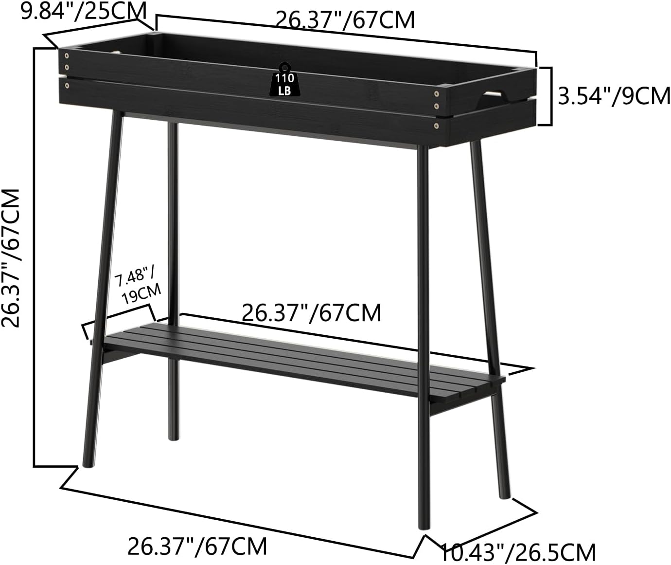 BAMBANG Bamboo Plant Stand Indoor, 2 Tier Small Plant Table, Tall Plant Stand for Indoor Plants, Window Sill Plant Shelf, Flower Pot Holder Plant Bench Plant Rack for Living Room Outdoor, Black