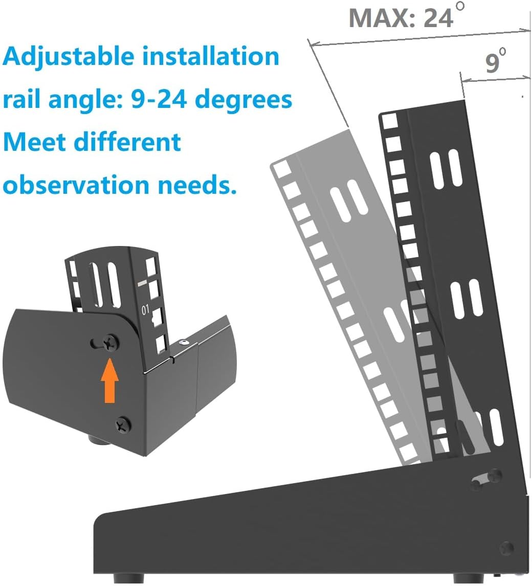 JINGCHENGMEI 6U Desktop Network Rack 19 inches Small Open Frame Rack 2 Post Free-Standing Tabletop Rack for Patch Panel, Data, AV, IT,Studio or Computer Equipment (6U)
