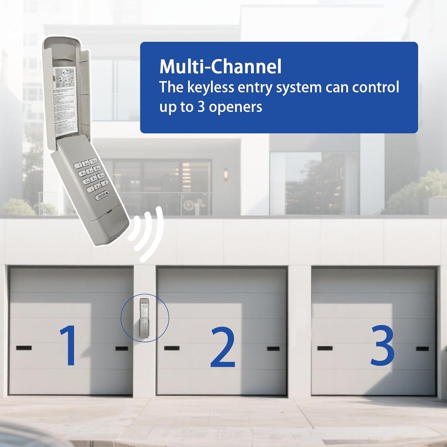 Universal Garage Door Opener Keypad for Liftmaster/Chamberlain/Craftsman/Genie/Linear/Wayne Garage Door Opener Keypad Wireless Keyless Entry Remote with Smart Learn Button or DIP Switch