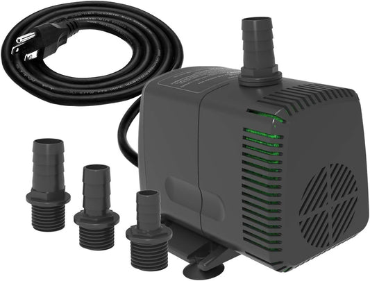 Submersible Pump 880GPH (3500L/H 60W) Ultra Quiet with Over Heating Protection 10.2ft High Lift for Fountains, Hydroponics, Ponds, Aquariums & More…