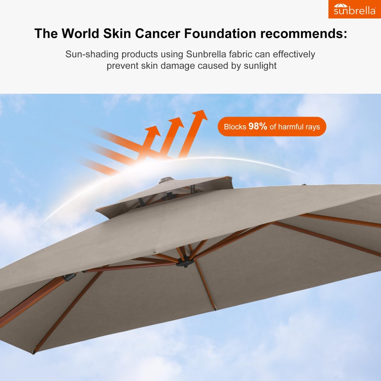 PURPLE LEAF 10' X 13' Patio Large Cantilever Umbrella Outdoor Square Wood Umbrellas Offset Umbrella Heavy Duty Sun Umbrellas for Garden Deck Pool, Heather Taupe