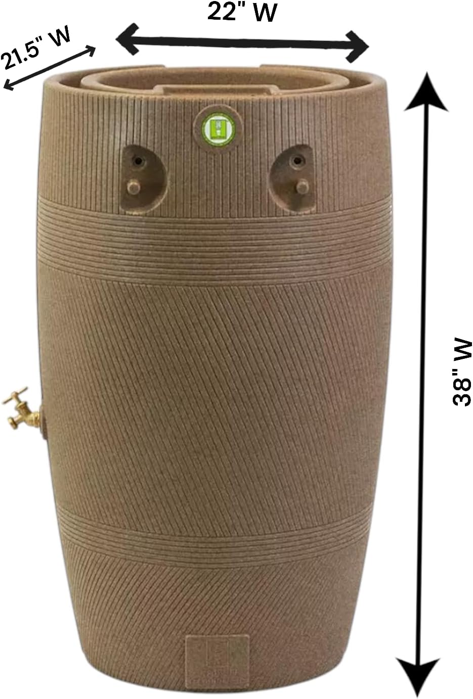 Impressions Havana Rain Barrel and Planter Top, 50 Gallon Capacity, Khaki Granite (1 Pack)