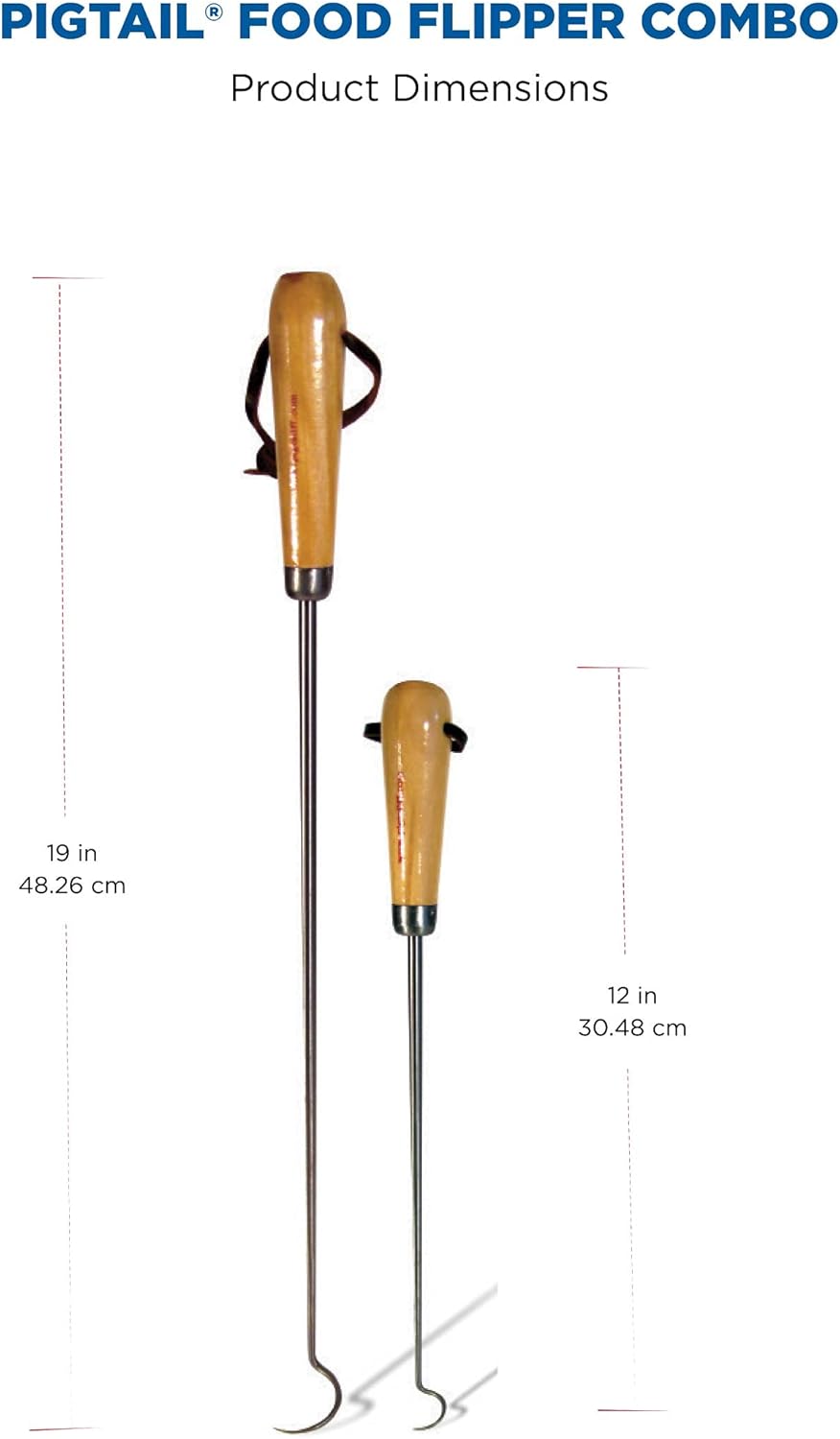 Jaccard Pigtail Food Flipper, Hardwood Handle/Stainless Steel, Combo (Blister Pack)