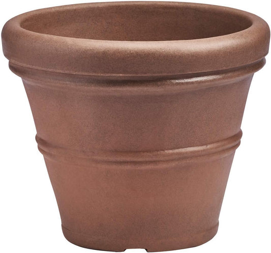 Crescent Garden Brunello Classic Rolled Rim Planter Pot, Indoor/Outdoor Weather-Safe Round Plant Pot, 14'' (Rust)