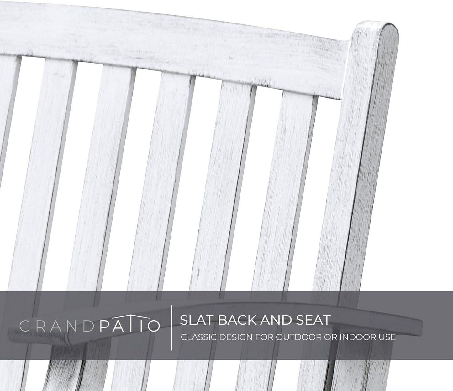Grand patio 52" Farmhouse Outdoor Bench, Garden Benches with Rust Free Metal Powder Coated Frame and Aluminum Backrest, Faux Wood Grain Finish Frame Patio Bench for Front Porch,Gray-White