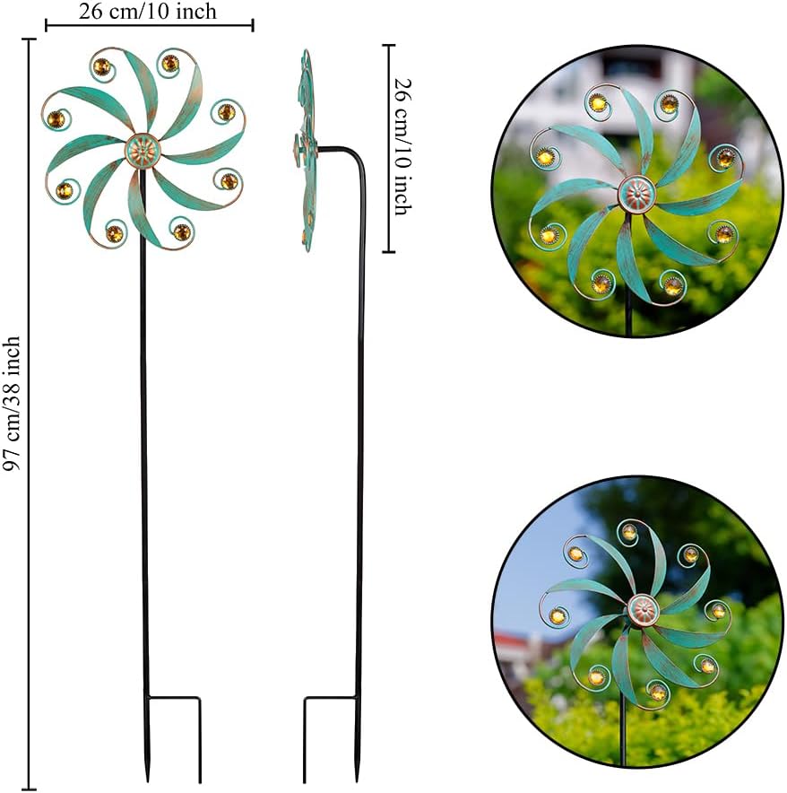 Stargarden Wind Spinner, Metal Outdoor Wind Sculptures & Spinners, Small Garden Pinwheels for Yard and Garden Decor