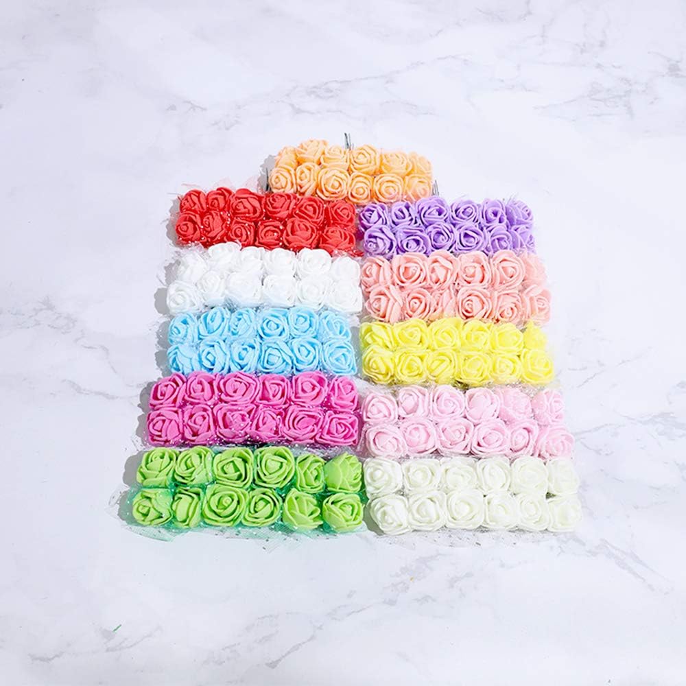Foam Rose Fake Flowers for Crafts 144 pcs 2 cm Mini Wreaths Artificial Flower Bouquet Multicolor Rose Flower Wedding Scrapbooking Decoration Rose Fake Flower(Light Pink)