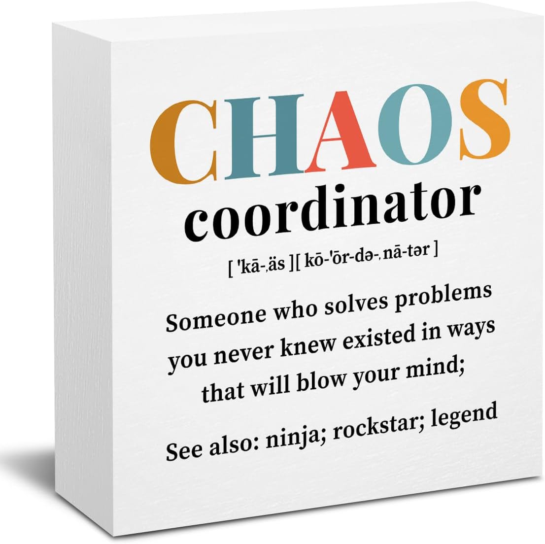 Chaos Coordinator Gifts Office Decor Wooden Box Sign, Administrative Professional Day Gifts Thank You Gifts for Boss Coworker Teacher Nurse Decorative Office Desk Accessories Table Shelf Plaque Sign