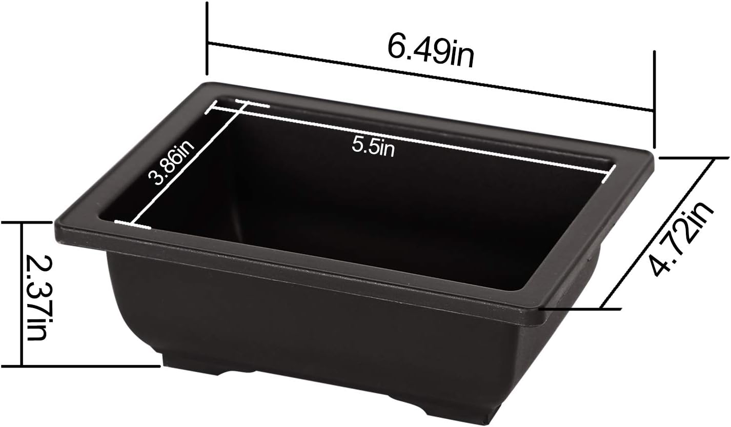 KINJOEK 15 PCS 6.5 Inch Plant Pot, Rectangular Plastic Bonsai Training Pots with 15 Humidity Trays, Flower Succulent Pots Container for Garden, Indoor, Home Decorative
