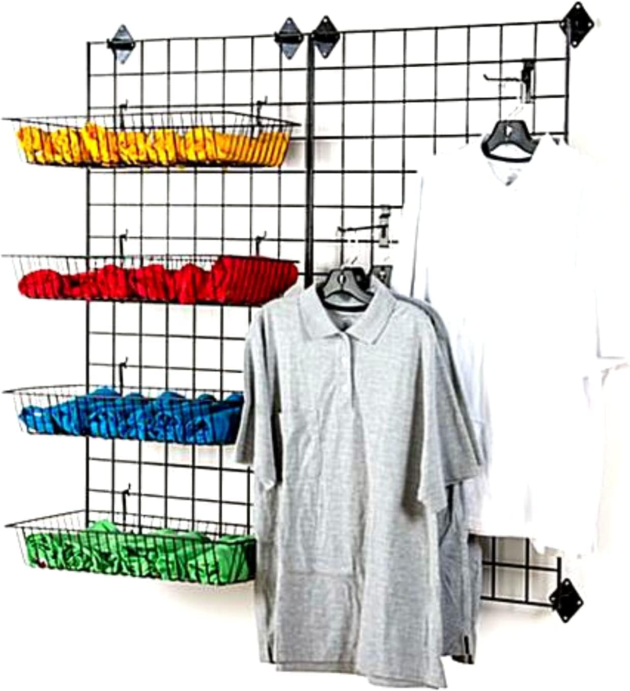 KINGDOM SOLUTIONS 12-Pack Black Gridwall Panel Mount Brackets – Heavy-Duty Wall Brackets for Gridwall, Slatgrid, or Trellis Panel Mounting – Durable Display Hardware for Store or Garage