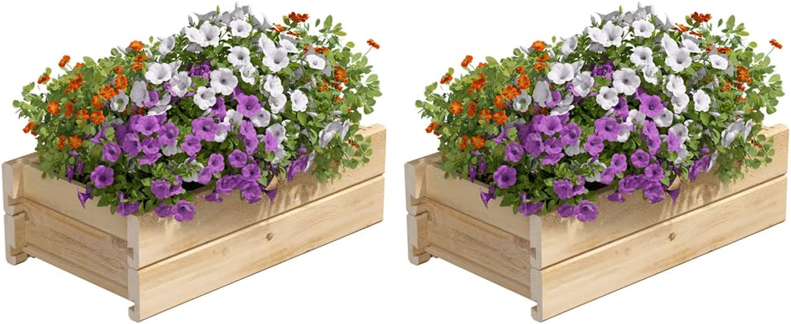 Greenes Fence Cedar Wood Planter Box with Wall Mount Brackets, 21" x 11" x 7" (2-Pack) - Made in USA with North American Cedar