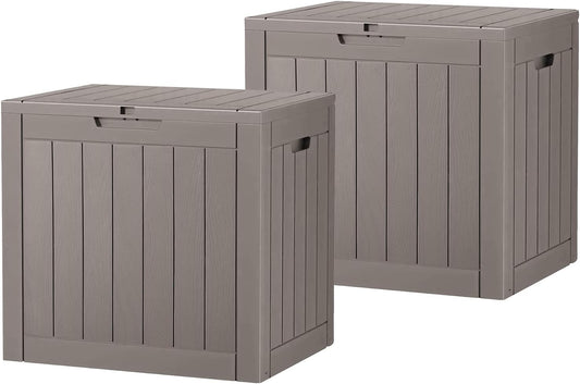 KAMABOKO 32 Gallon Outdoor Storage Box 2 Pack All-Weather Deck Box for Patio Furniture, Package Deliveries, Garden Tools, Pool Supplies & Cushions, Grey
